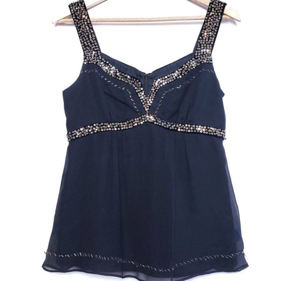 Nanette Lepore Black Sequin Silk Blend Blouse 6 EU - Picture 2 of 9